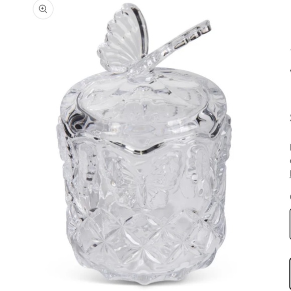 Glass Lidded Jar W/Butterfly Topper - Picture 1 of 4